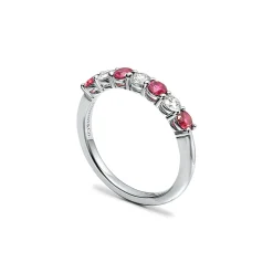 Tiffany & Co. Tiffany Forever Band Ring in Platinum with a Half-circle of Rubies & Diamonds | ^Women Rings|Stacking Rings