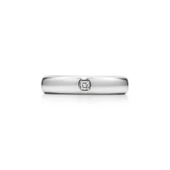 Tiffany & Co. Tiffany Forever Wedding Band Ring in Platinum with a Diamond, 4 mm Wide | ^ Rings|Platinum Jewelry