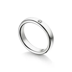 Tiffany & Co. Tiffany Forever Wedding Band Ring in Platinum with a Diamond, 4 mm Wide | ^ Rings|Platinum Jewelry