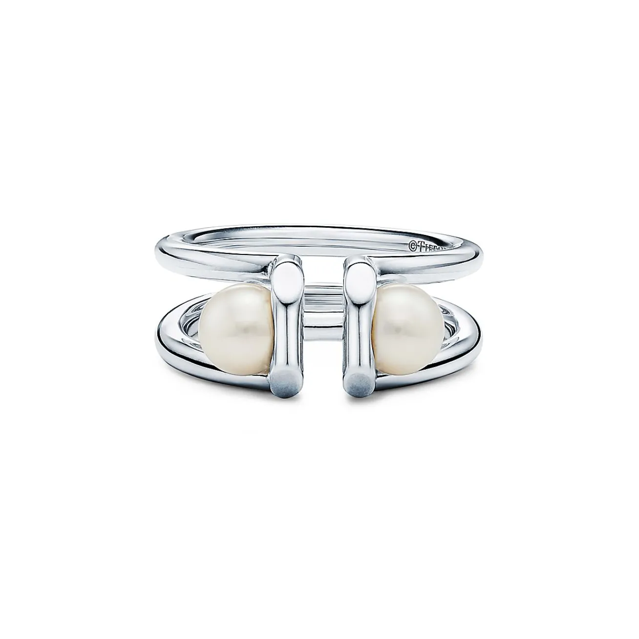 Tiffany & Co. Tiffany HardWear double pearl ring in sterling silver. | ^ Rings|Men's Jewelry