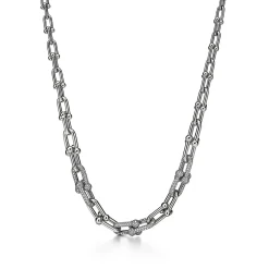 Tiffany & Co. Tiffany HardWear Graduated Link Necklace in White Gold with Pavé Diamonds | ^ Necklaces & Pendants|Diamond Jewelry