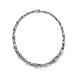 Tiffany & Co. Tiffany HardWear Graduated Link Necklace in White Gold with Pavé Diamonds | ^ Necklaces & Pendants|Diamond Jewelry