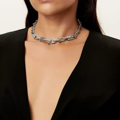 Tiffany & Co. Tiffany HardWear Graduated Link Necklace in White Gold with Pavé Diamonds | ^ Necklaces & Pendants|Diamond Jewelry