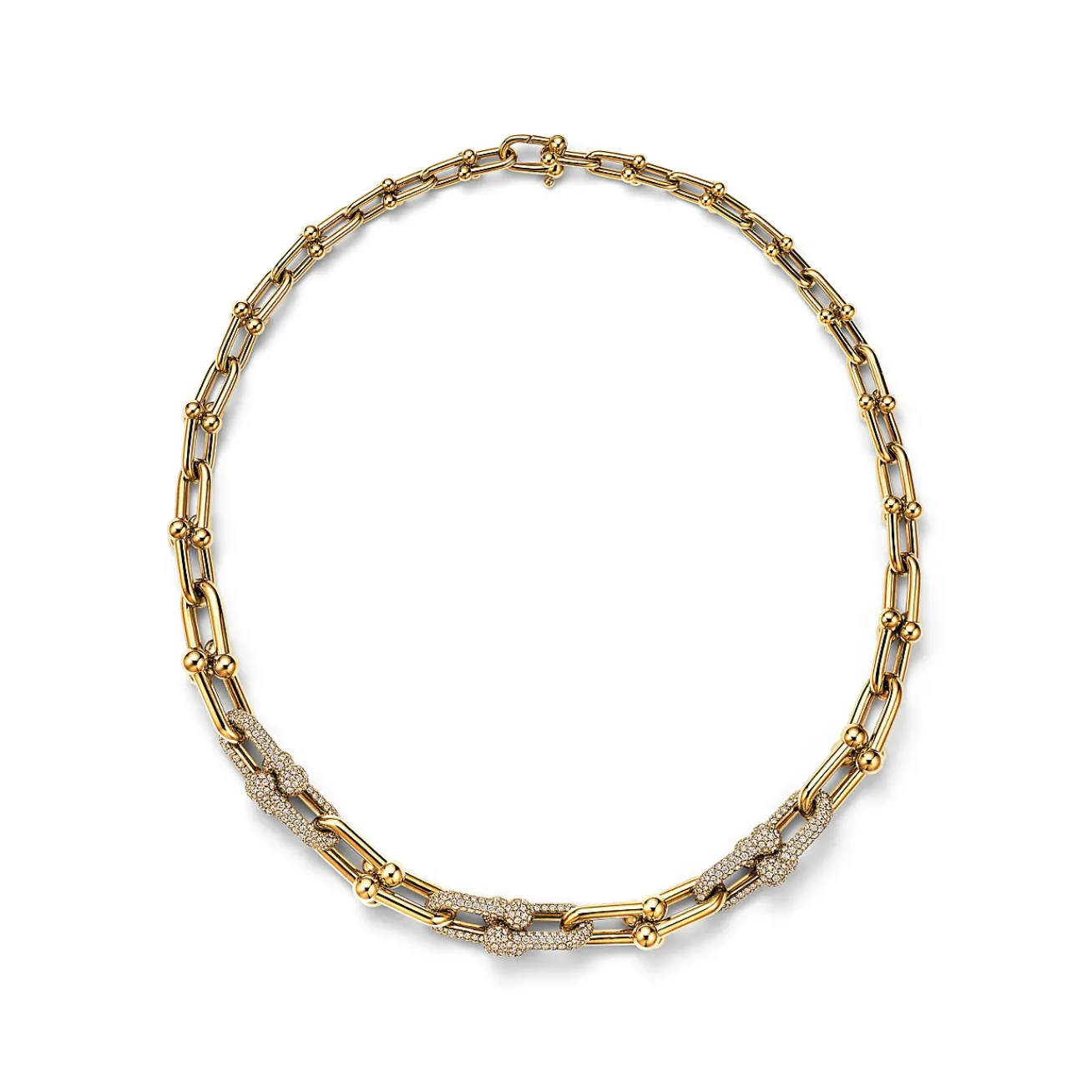 Tiffany & Co. Tiffany HardWear Graduated Link Necklace in Yellow Gold with Pavé Diamonds | ^ Necklaces & Pendants|Gold Jewelry