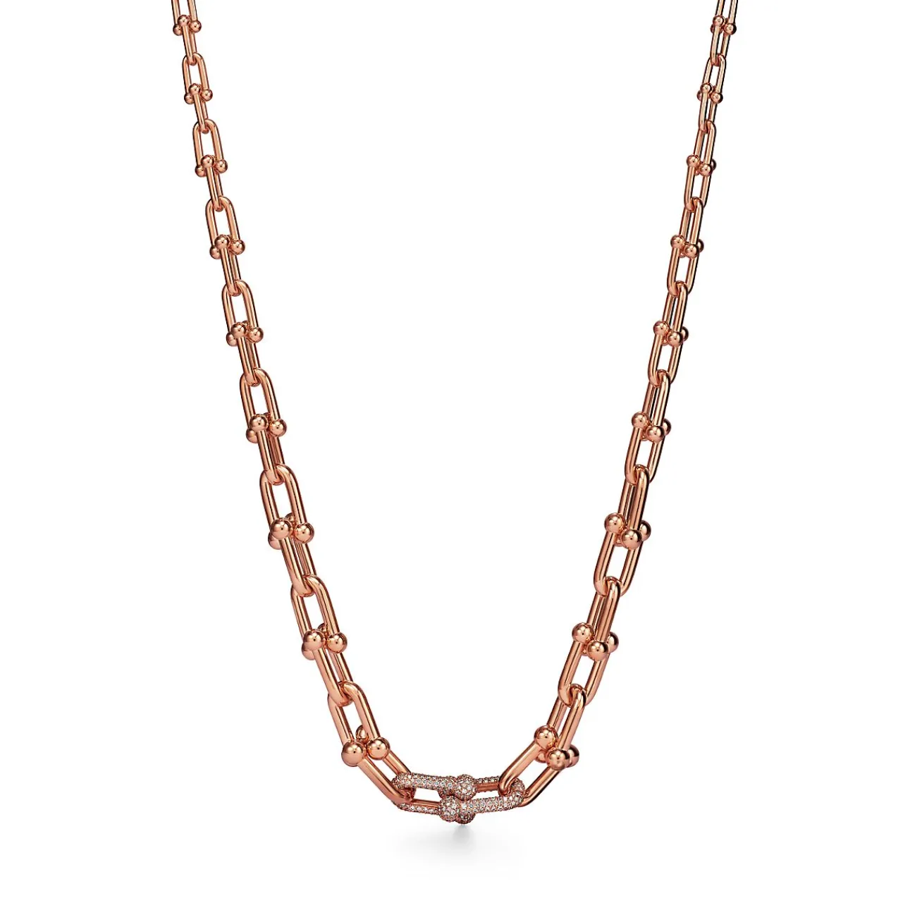 Tiffany & Co. Tiffany HardWear Graduated Link Necklace in Rose Gold with Pavé Diamonds | ^ Necklaces & Pendants|Men's Jewelry