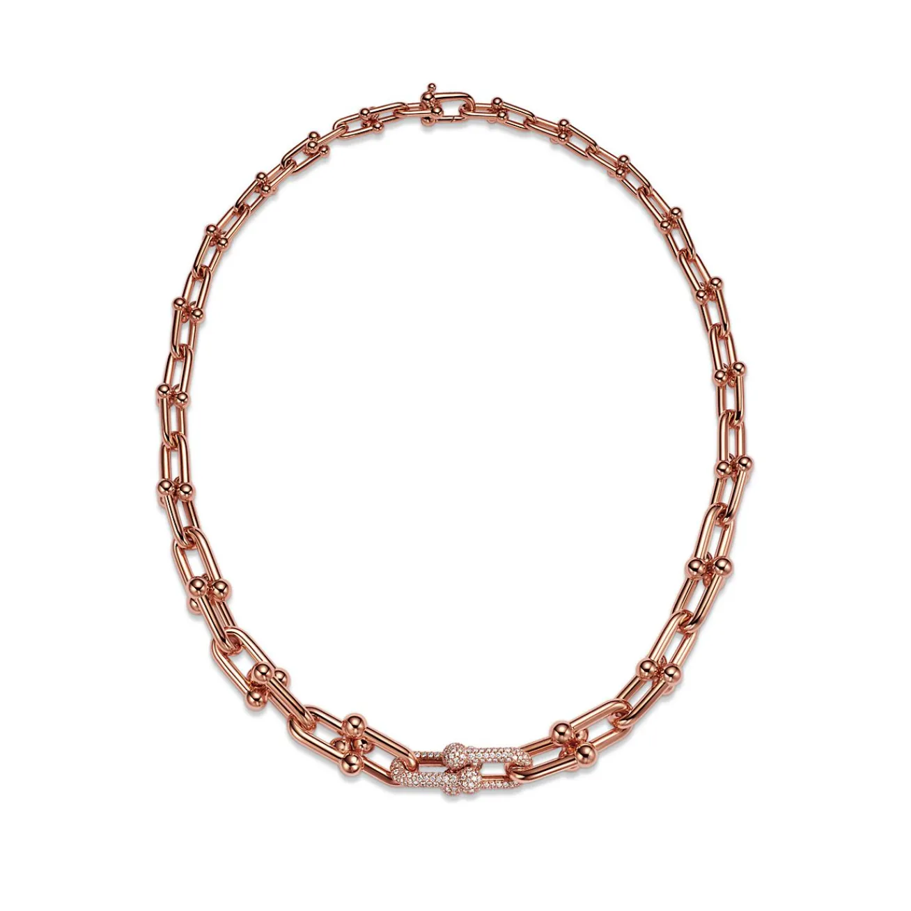 Tiffany & Co. Tiffany HardWear Graduated Link Necklace in Rose Gold with Pavé Diamonds | ^ Necklaces & Pendants|Men's Jewelry