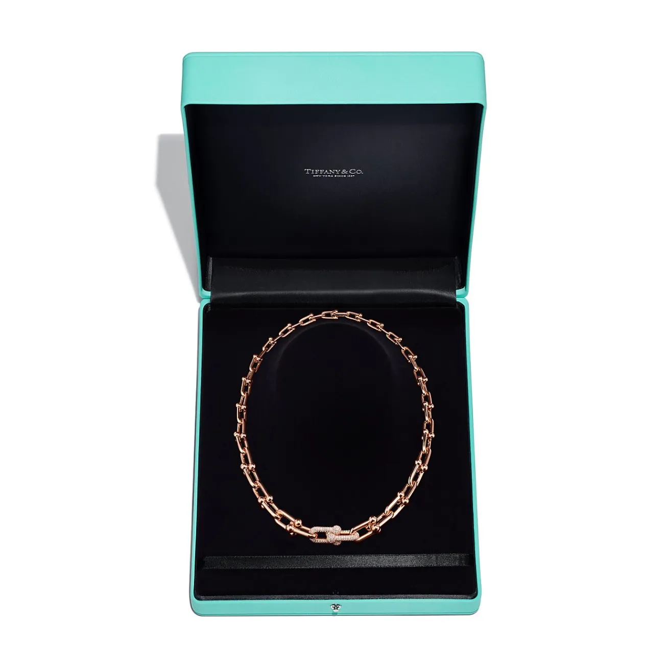 Tiffany & Co. Tiffany HardWear Graduated Link Necklace in Rose Gold with Pavé Diamonds | ^ Necklaces & Pendants|Men's Jewelry