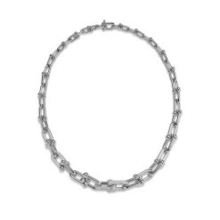 Tiffany & Co. Tiffany HardWear Graduated Link Necklace in White Gold with Pavé Diamonds | ^ Necklaces & Pendants|Men's Jewelry