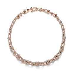 Tiffany & Co. Tiffany HardWear Graduated Link Necklace in Rose Gold with Pavé Diamonds | ^ Necklaces & Pendants|Rose Gold Jewelry