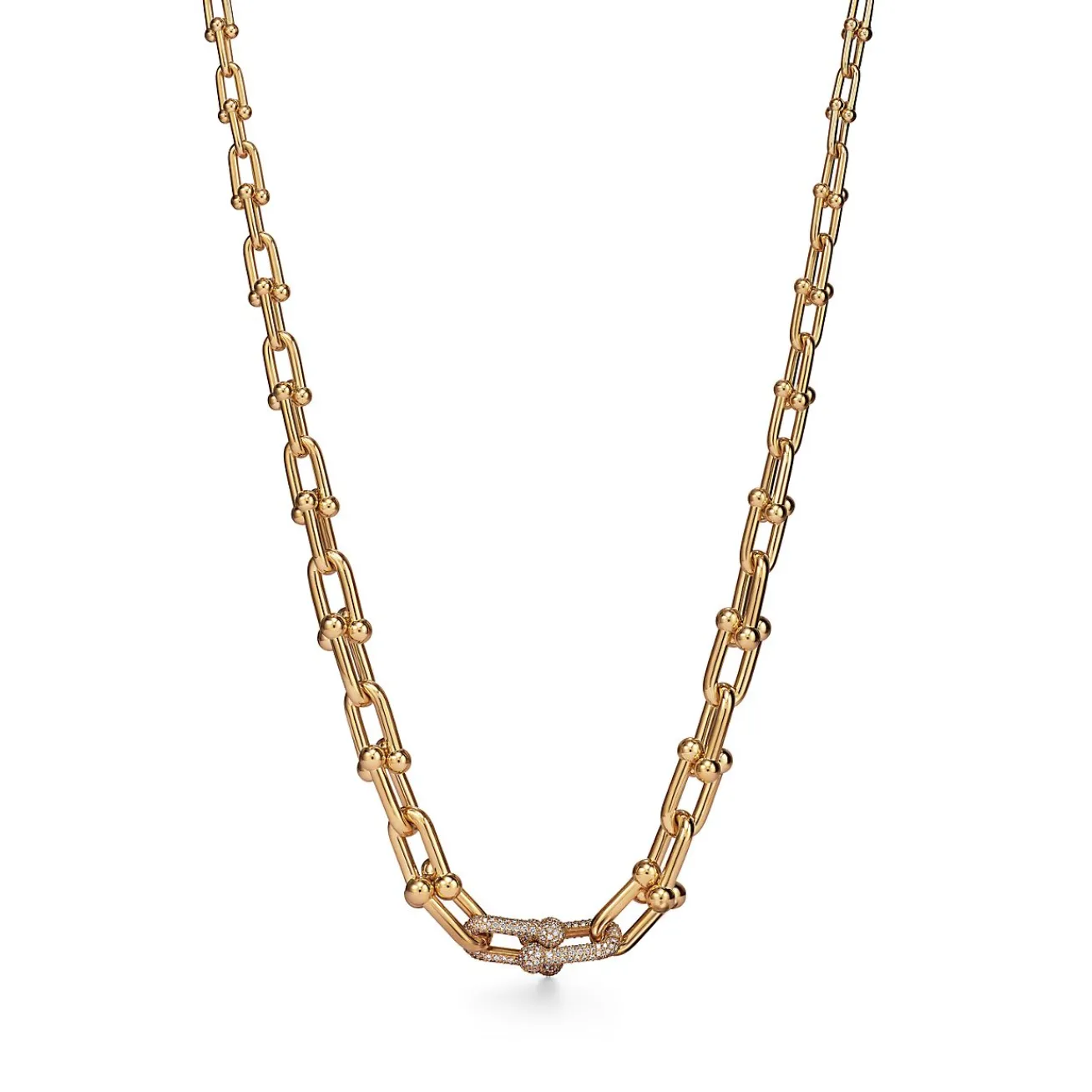 Tiffany & Co. Tiffany HardWear Graduated Link Necklace in Yellow Gold with Pavé Diamonds | ^ Necklaces & Pendants|Men's Jewelry