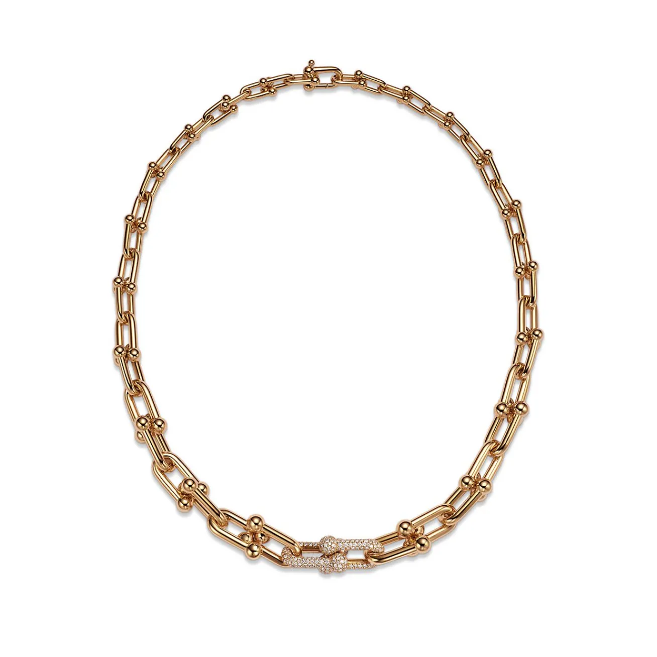 Tiffany & Co. Tiffany HardWear Graduated Link Necklace in Yellow Gold with Pavé Diamonds | ^ Necklaces & Pendants|Men's Jewelry