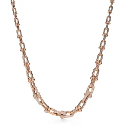 Tiffany & Co. Tiffany HardWear graduated link necklace in 18k rose gold with pavé diamonds. | ^ Necklaces & Pendants|Rose Gold Jewelry