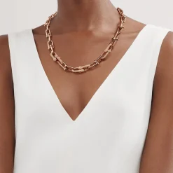 Tiffany & Co. Tiffany HardWear graduated link necklace in 18k rose gold with pavé diamonds. | ^ Necklaces & Pendants|Rose Gold Jewelry
