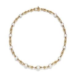 Tiffany & Co. Tiffany HardWear Graduated Link Necklace in Yellow Gold with Freshwater Pearls | ^ Necklaces & Pendants|New Jewelry