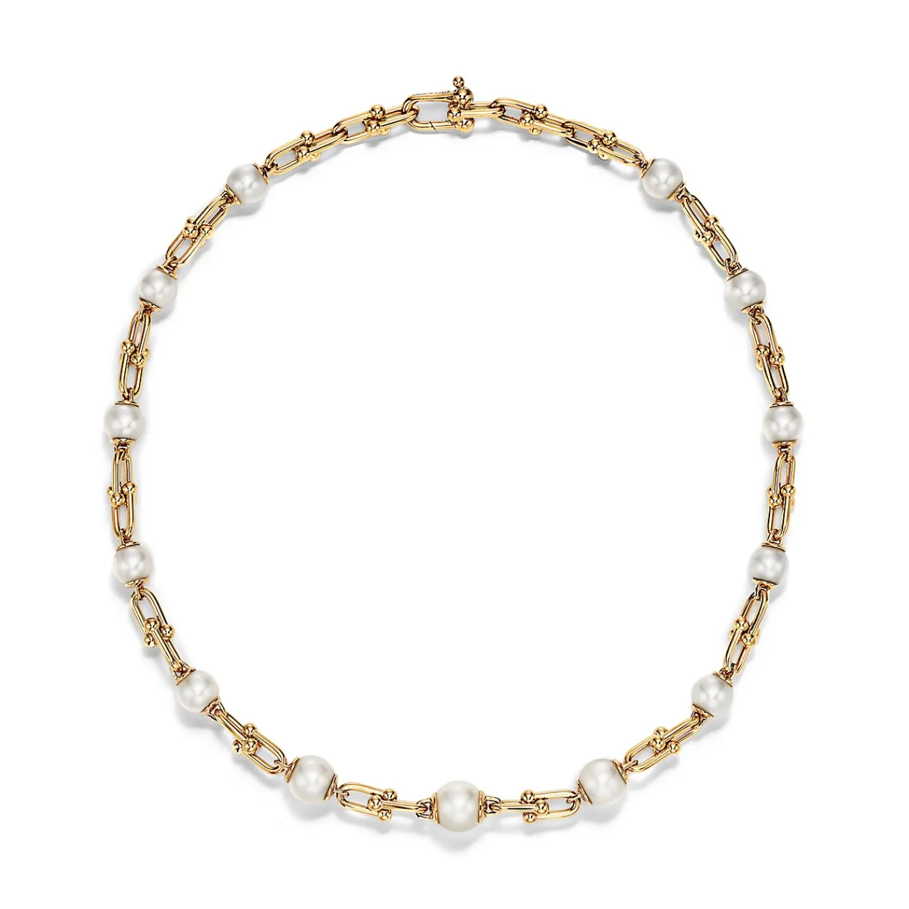 Tiffany & Co. Tiffany HardWear Graduated Link Necklace in Yellow Gold with Freshwater Pearls | ^ Necklaces & Pendants|New Jewelry