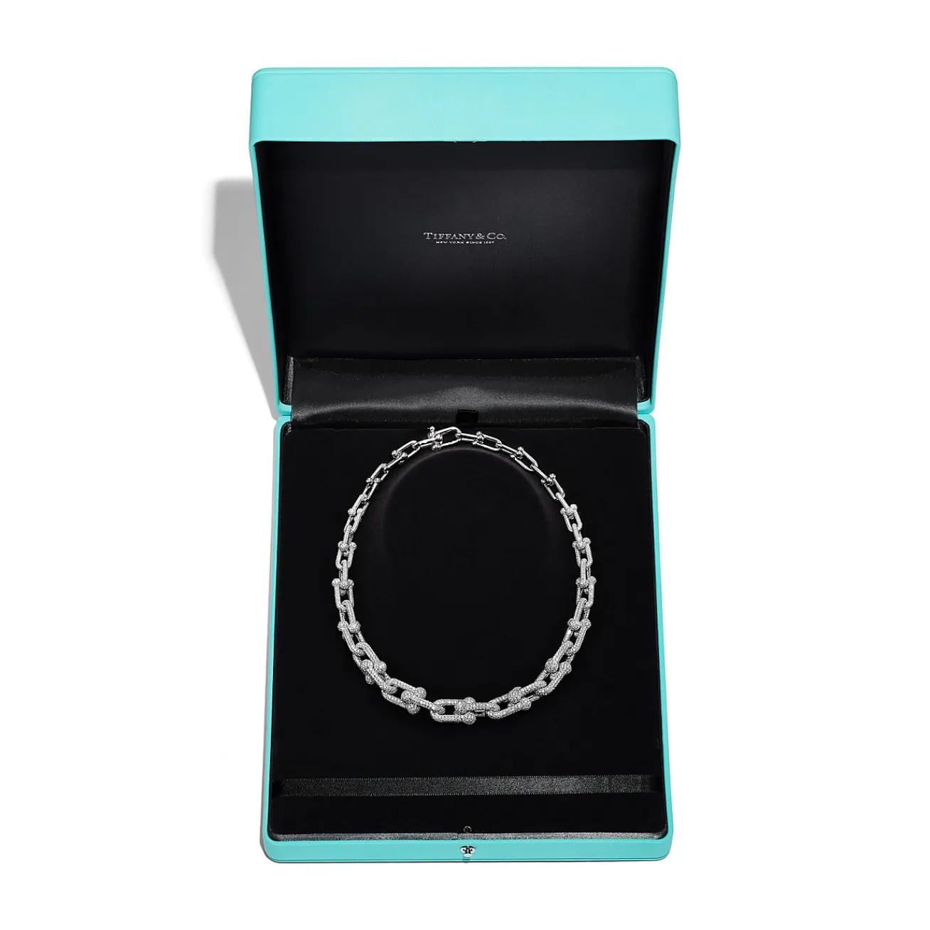 Tiffany & Co. Tiffany HardWear Graduated Link Necklace in White Gold with Pavé Diamonds | ^ Necklaces & Pendants|Men's Jewelry