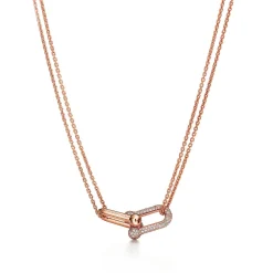 Tiffany & Co. Tiffany HardWear Large Double Link Pendant in Rose Gold with Pavé Diamonds | ^ Necklaces & Pendants|Gifts for Her