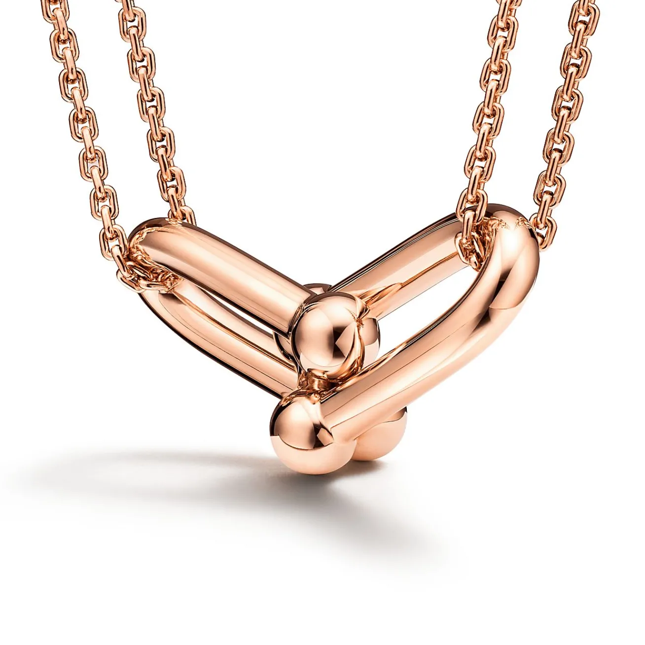 Tiffany & Co. Tiffany HardWear Large Double Link Pendant in Rose Gold | ^ Necklaces & Pendants|Rose Gold Jewelry
