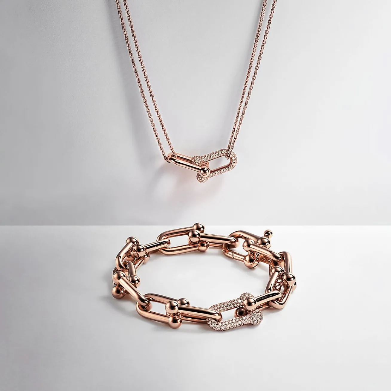 Tiffany & Co. Tiffany HardWear Large Link Bracelet in Rose Gold with Diamonds | ^ Bracelets|Men's Jewelry