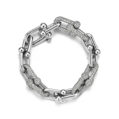 Tiffany & Co. Tiffany HardWear Large Link Bracelet in White Gold with Pavé Diamonds | ^ Bracelets|New Jewelry