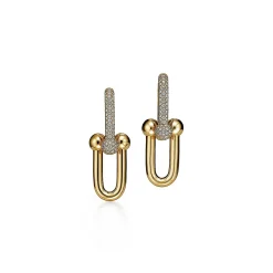 Tiffany & Co. Tiffany HardWear Large Link Earrings in Yellow Gold with Pavé Diamonds | ^ Earrings|Gold Jewelry
