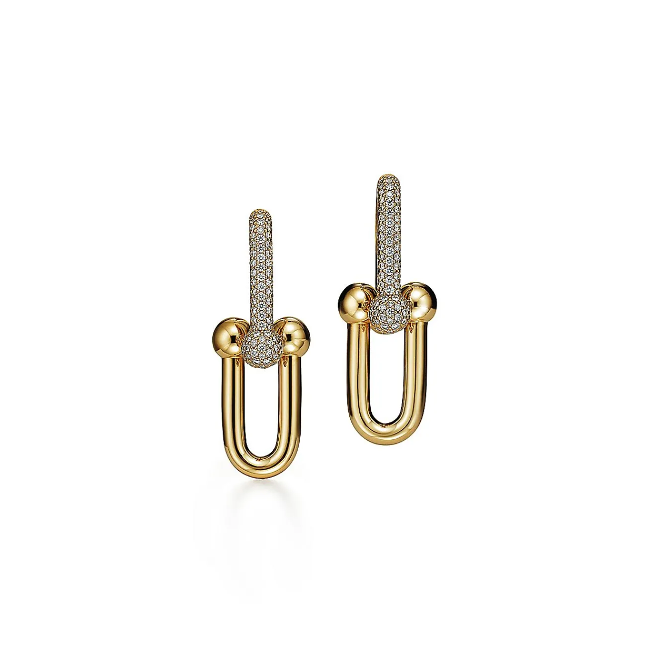 Tiffany & Co. Tiffany HardWear Large Link Earrings in Yellow Gold with Pavé Diamonds | ^ Earrings|Gold Jewelry
