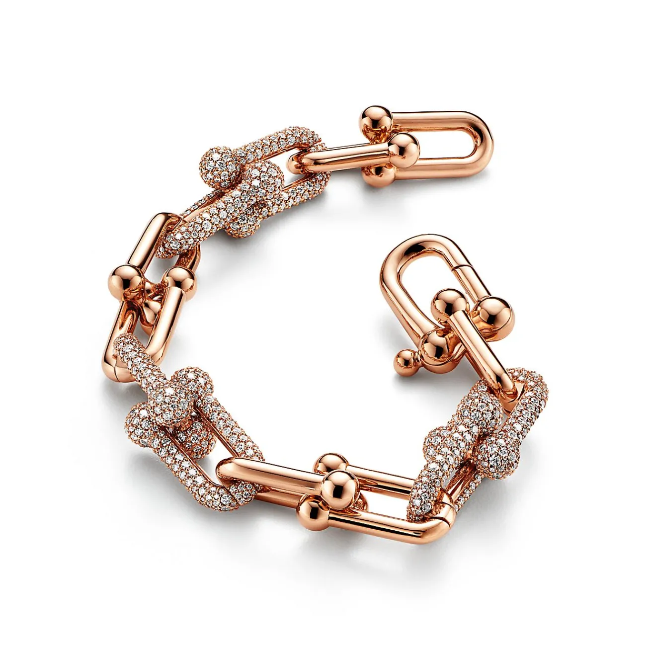 Tiffany & Co. Tiffany HardWear Large Link Bracelet in Rose Gold with Pavé Diamonds | ^ Bracelets|Rose Gold Jewelry