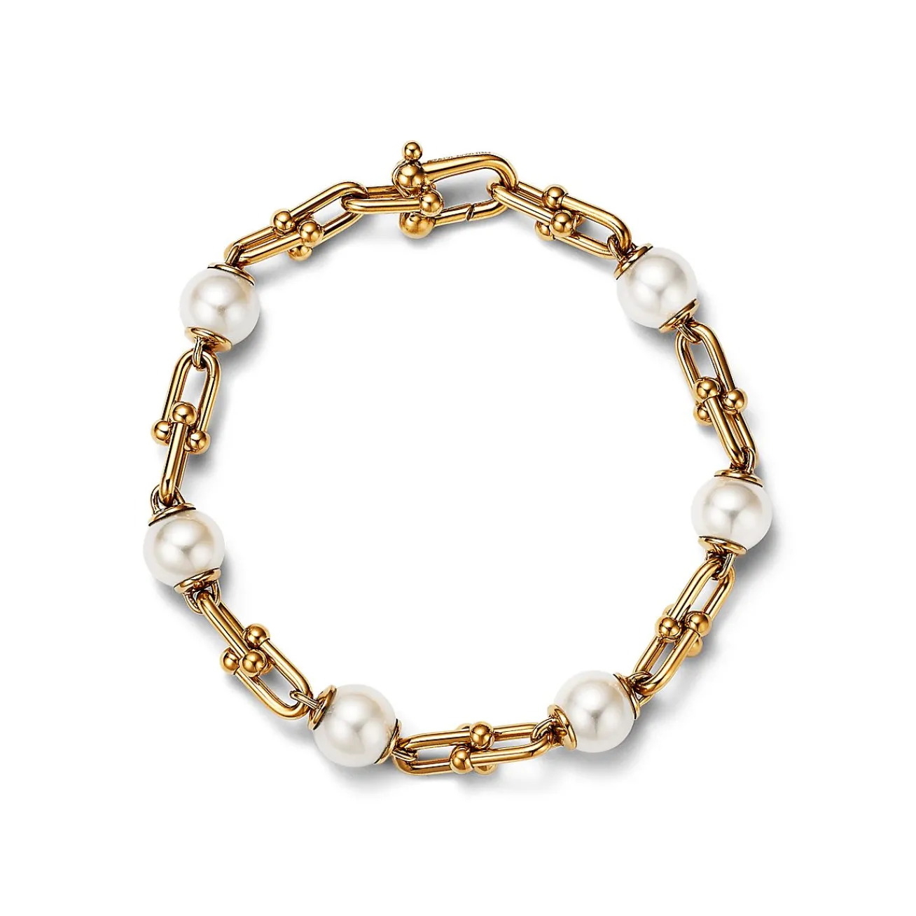 Tiffany & Co. Tiffany HardWear Link Bracelet in Yellow Gold with Freshwater Pearls | ^ Bracelets|Gifts for Her