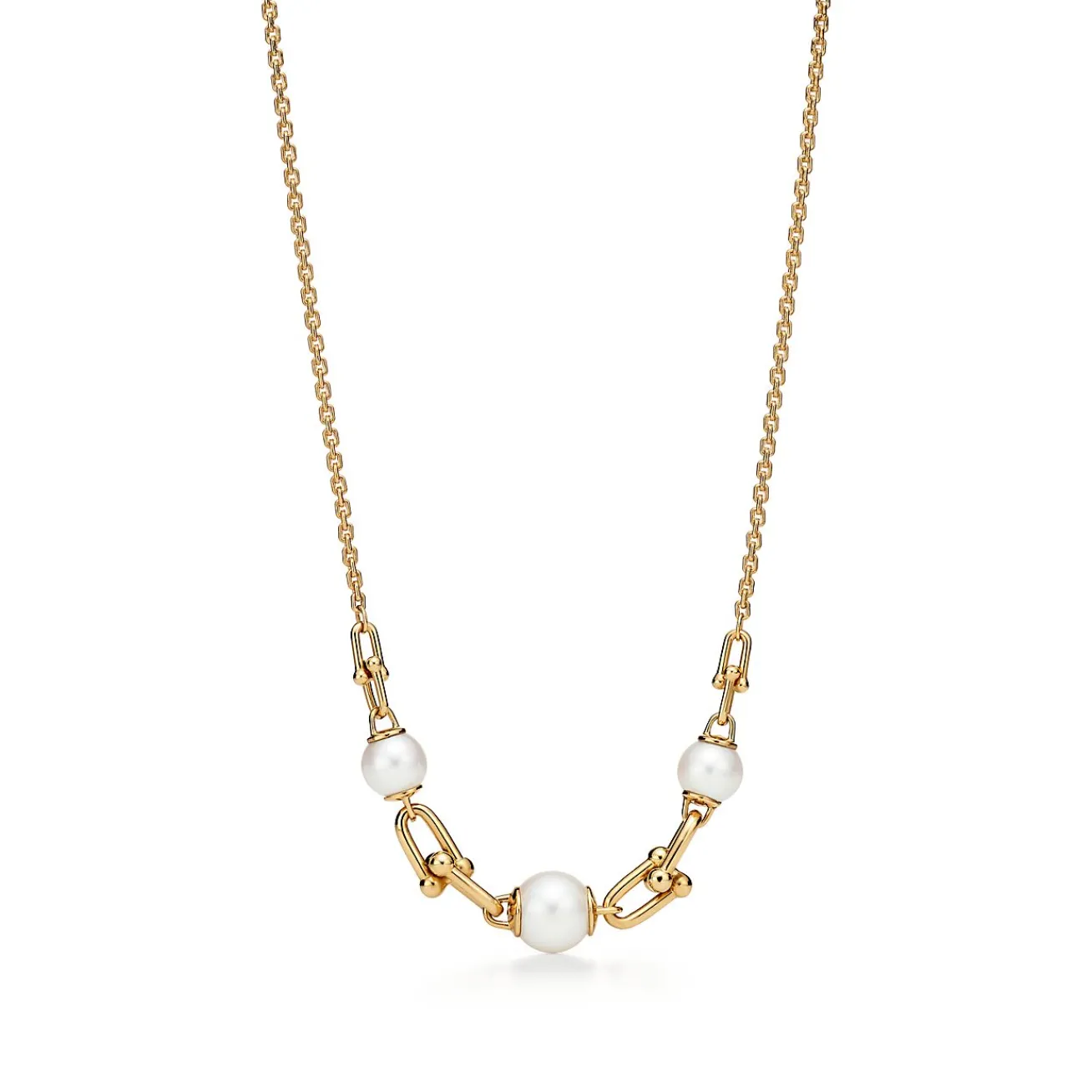 Tiffany & Co. Tiffany HardWear Link Necklace in Yellow Gold with Freshwater Pearls | ^ Necklaces & Pendants|Gold Jewelry