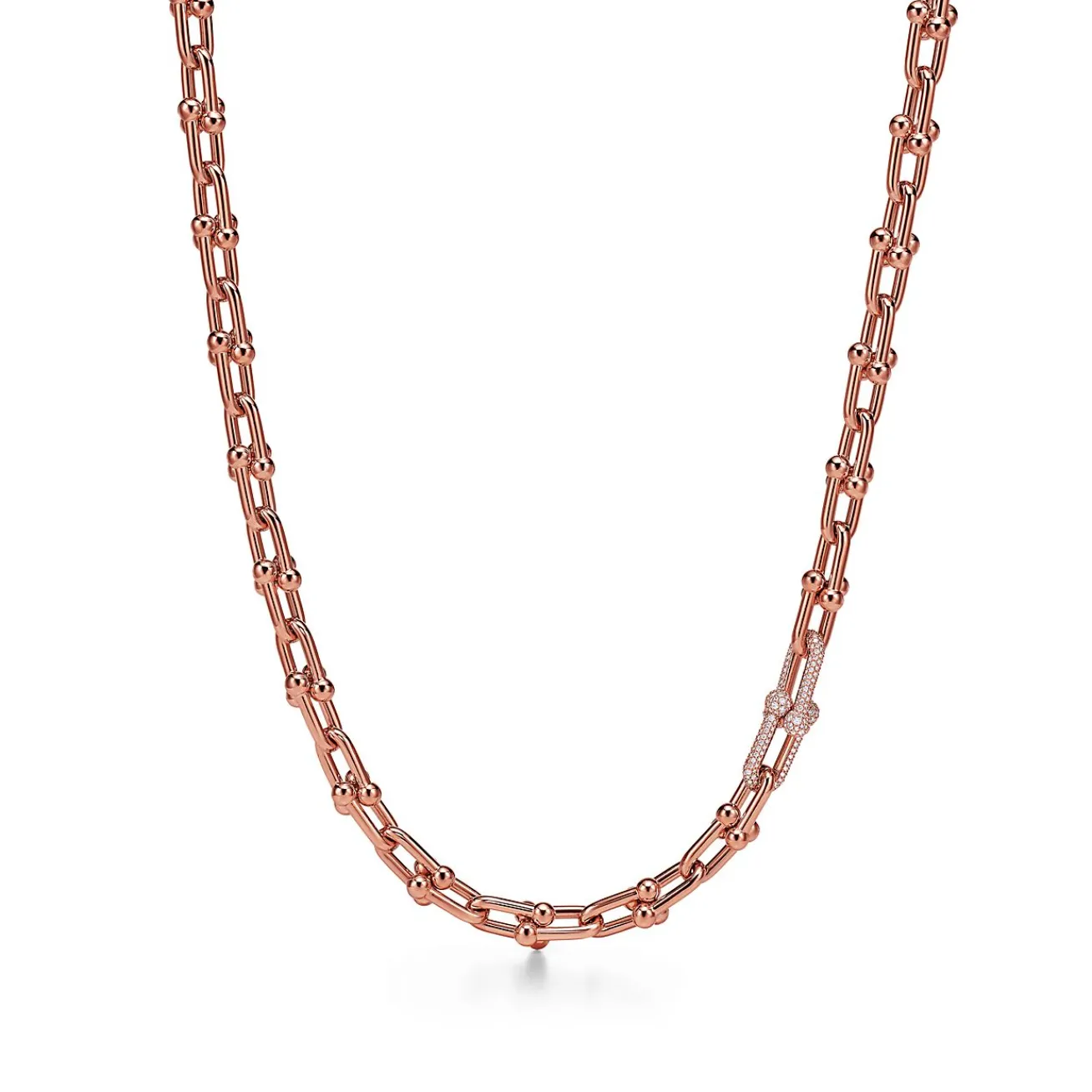 Tiffany & Co. Tiffany HardWear Medium Link Necklace in Rose Gold with Diamonds | ^ Necklaces & Pendants|New Jewelry
