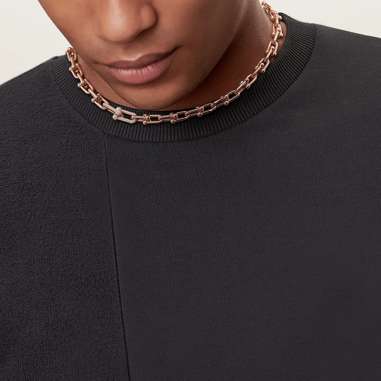 Tiffany & Co. Tiffany HardWear Medium Link Necklace in Rose Gold with Diamonds | ^ Necklaces & Pendants|New Jewelry