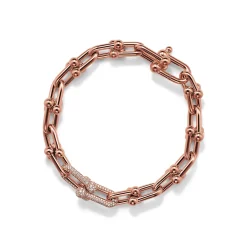 Tiffany & Co. Tiffany HardWear Medium Link Bracelet in Rose Gold with Diamonds | ^ Bracelets|New Jewelry