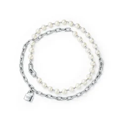 Tiffany & Co. Tiffany HardWear Pearl Lock Necklace in Silver, 9-10 mm | ^ Necklaces & Pendants|Men's Jewelry