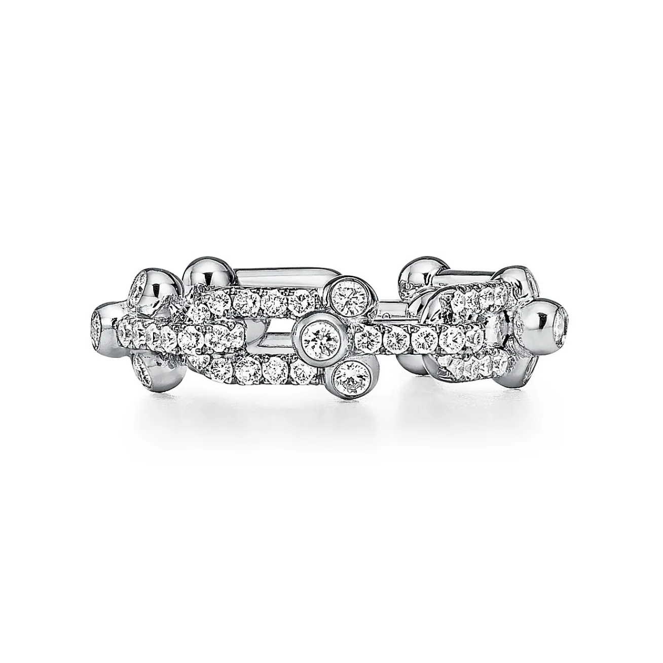 Tiffany & Co. Tiffany HardWear Small Link Ring in White Gold with Pavé Diamonds | ^ Rings|New Jewelry