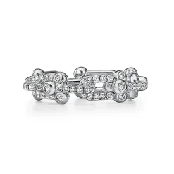 Tiffany & Co. Tiffany HardWear Small Link Ring in White Gold with Pavé Diamonds | ^ Rings|New Jewelry