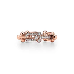 Tiffany & Co. Tiffany HardWear Small Link Ring in Rose Gold with Diamonds | ^ Rings|New Jewelry