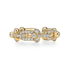 Tiffany & Co. Tiffany HardWear Small Link Ring in Yellow Gold with Pavé Diamonds | ^ Rings|New Jewelry