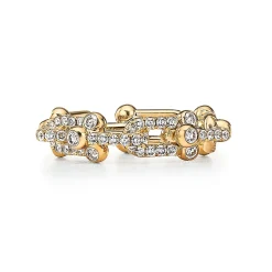 Tiffany & Co. Tiffany HardWear Small Link Ring in Yellow Gold with Pavé Diamonds | ^ Rings|New Jewelry