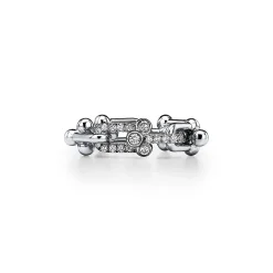 Tiffany & Co. Tiffany HardWear Small Link Ring in White Gold with Diamonds | ^ Rings|Men's Jewelry