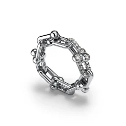 Tiffany & Co. Tiffany HardWear Small Link Ring in White Gold with Diamonds | ^ Rings|Men's Jewelry