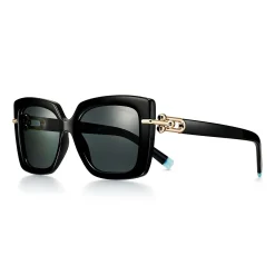 Tiffany & Co. Tiffany HardWear Sunglasses in Black Acetate with Dark Gray Lenses | ^Women Tiffany HardWear|Sunglasses