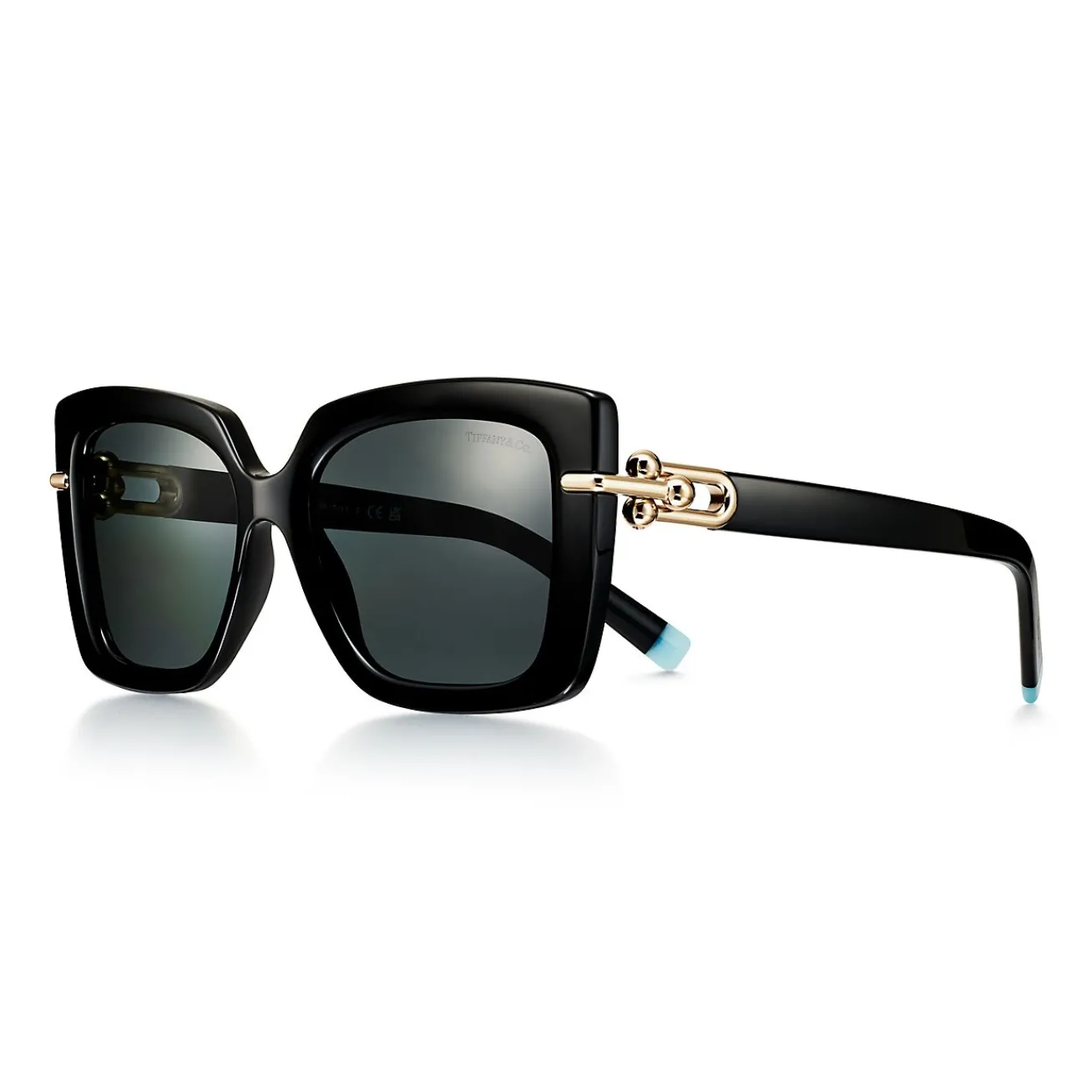 Tiffany & Co. Tiffany HardWear Sunglasses in Black Acetate with Dark Gray Lenses | ^Women Tiffany HardWear|Sunglasses