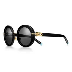 Tiffany & Co. Tiffany HardWear Sunglasses in Black Acetate with Dark Gray Lenses | ^Women Tiffany HardWear|Sunglasses