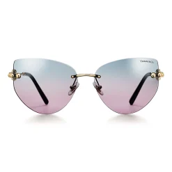 Tiffany & Co. Tiffany HardWear Sunglasses in Pale Gold-colored Metal with Violet Gradient Lens | ^Women Tiffany HardWear|Sunglasses