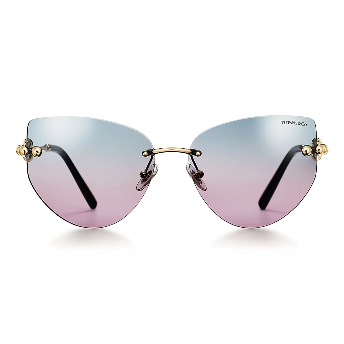 Tiffany & Co. Tiffany HardWear Sunglasses in Pale Gold-colored Metal with Violet Gradient Lens | ^Women Tiffany HardWear|Sunglasses