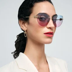 Tiffany & Co. Tiffany HardWear Sunglasses in Pale Gold-colored Metal with Violet Gradient Lens | ^Women Tiffany HardWear|Sunglasses