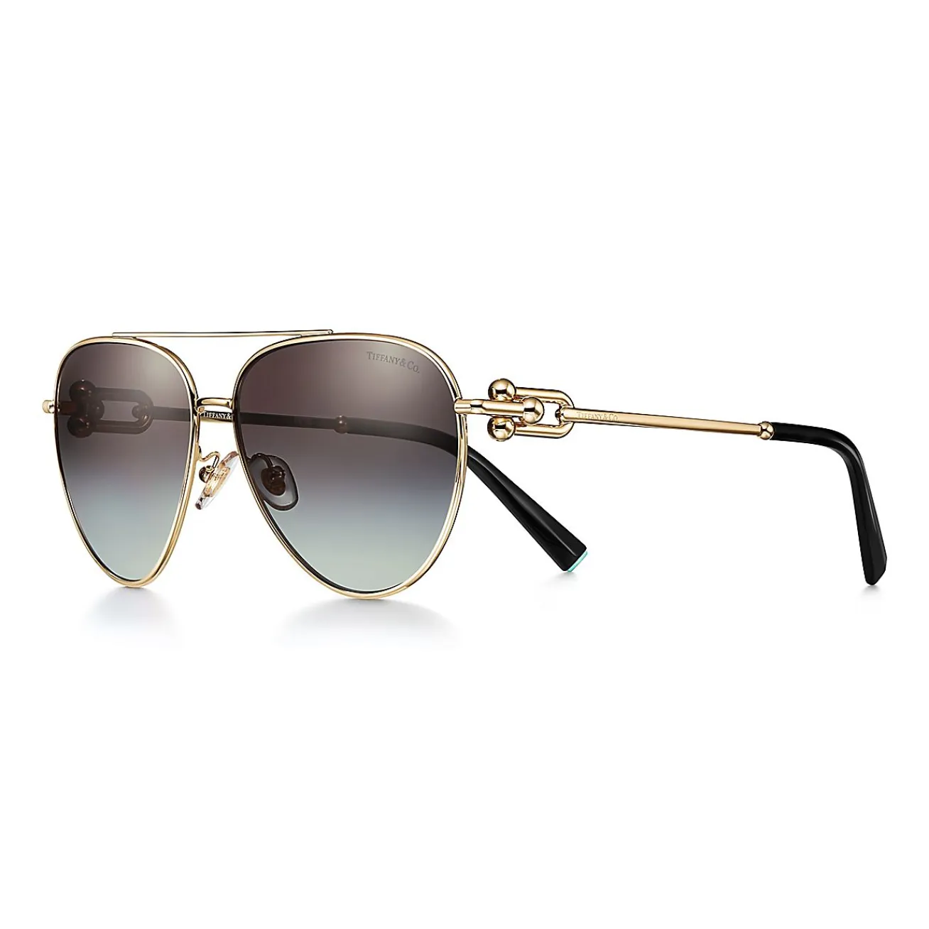 Tiffany & Co. Tiffany HardWear Sunglasses in Gold-colored Metal with Gray Lenses | ^Women Tiffany HardWear|Sunglasses
