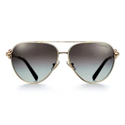 Tiffany & Co. Tiffany HardWear Sunglasses in Gold-colored Metal with Gray Lenses | ^Women Tiffany HardWear|Sunglasses