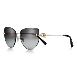 Tiffany & Co. Tiffany HardWear Sunglasses in Pale Gold-colored Metal with Gray Gradient Lenses | ^Women Tiffany HardWear|Sunglasses