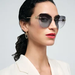 Tiffany & Co. Tiffany HardWear Sunglasses in Pale Gold-colored Metal with Gray Gradient Lenses | ^Women Tiffany HardWear|Sunglasses